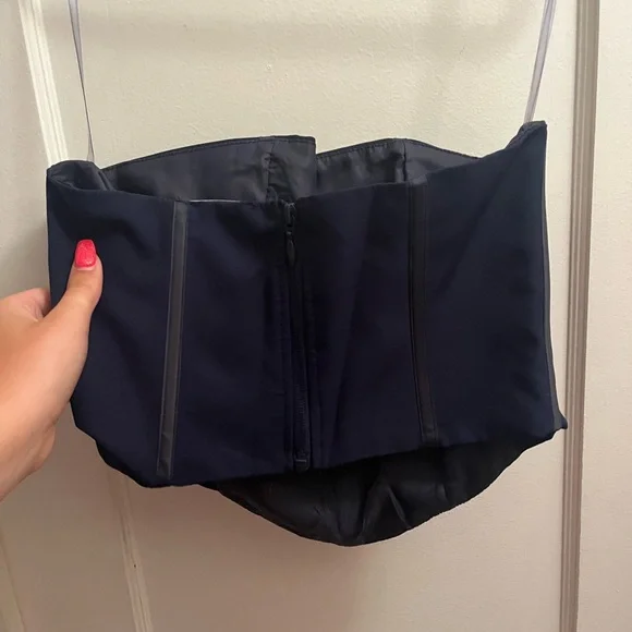 Navy Blue Kendall and Kylie Strapless Corset Top - Picture 2 of 3